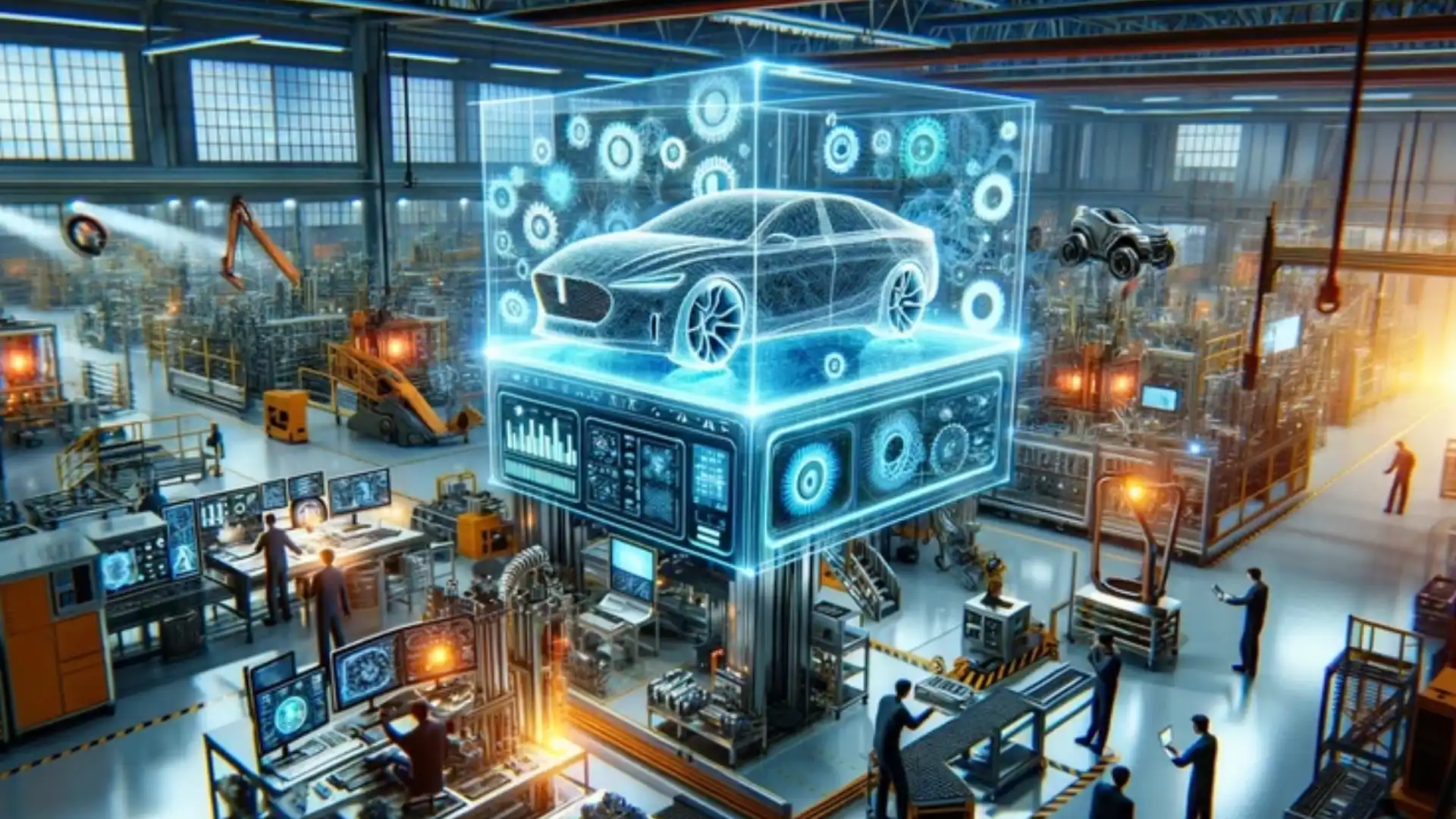 این تصویر نشان دهنده استفاده از هوش مصنوعی برای طراحی و تولید خودروهای خودران می باشد